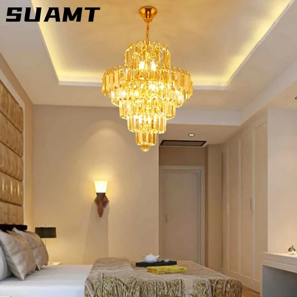 Luxury Crystal Chandelier Modern Ceiling Light Lamp Pendant Fixture Lighting Elegant Lighting Lamp E14 Decor - Image 2