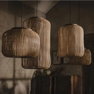 Japanese Rattan pendant light vintage laterns Lights Living Room dining lights hanging Homestay kitchen island light