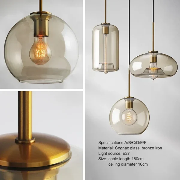 Modern Nordic hanging loft Glass lustre Pendant Light industrial decor Lights Fixtures E27/E26 for Kitchen Restaurant Lamp - Image 6