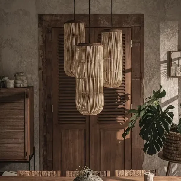 Japanese Rattan pendant light vintage laterns Lights Living Room dining lights hanging Homestay kitchen island light - Image 2