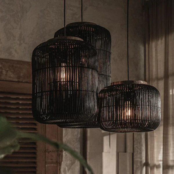 Japanese Rattan pendant light vintage laterns Lights Living Room dining lights hanging Homestay kitchen island light - Image 3