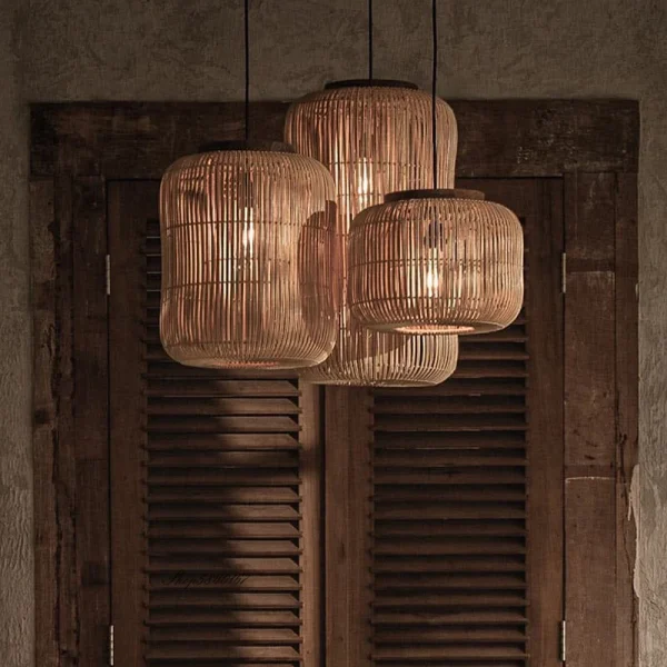 Japanese Rattan pendant light vintage laterns Lights Living Room dining lights hanging Homestay kitchen island light - Image 5